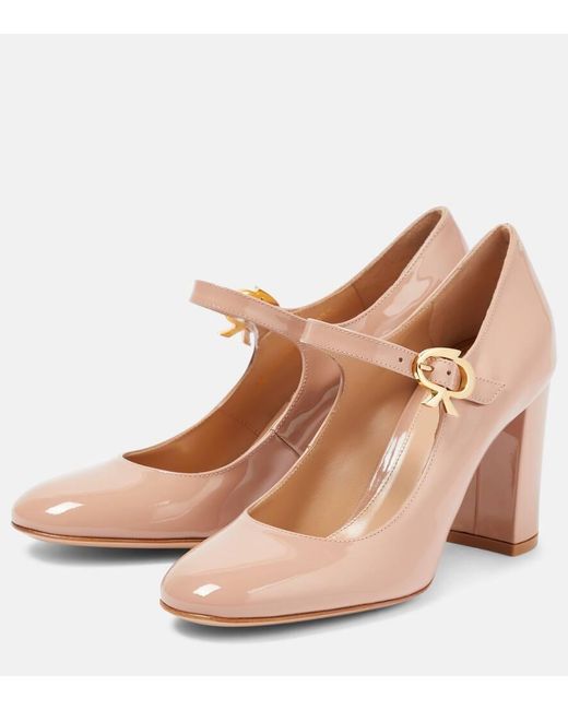 Gianvito Rossi Brown Mary Ribbon Patent Leather Pumps
