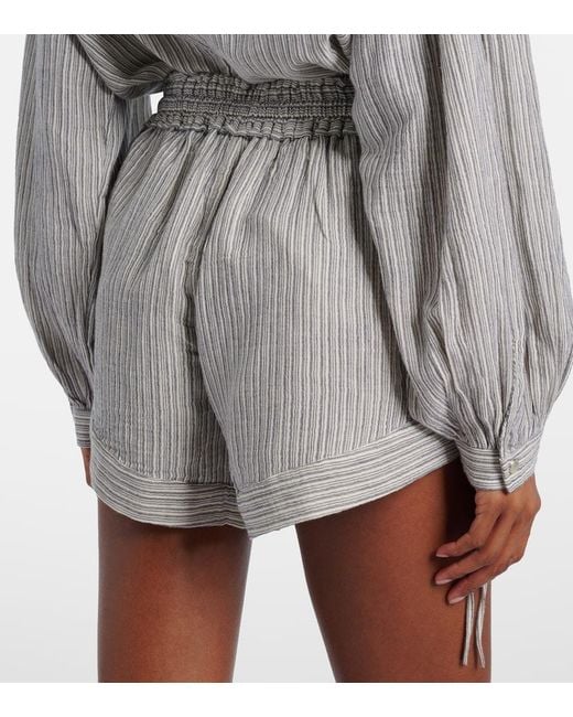 Isabel Marant Gray Thaliany Striped Cotton Shorts