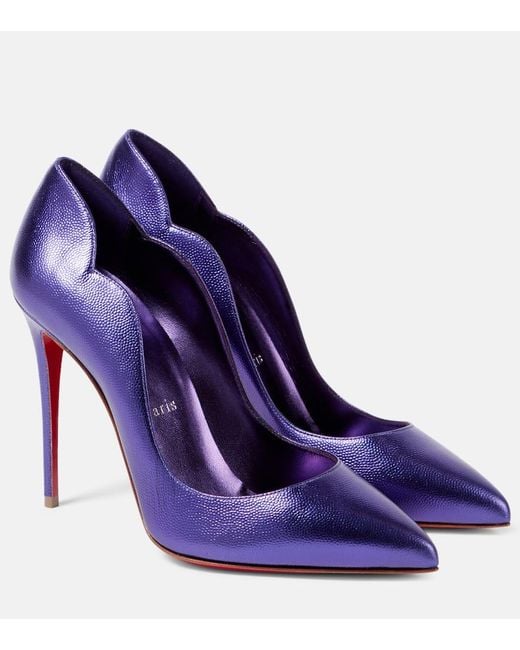 Christian Louboutin Purple Pumps Hot Chick 100 Aus Metallic-Leder