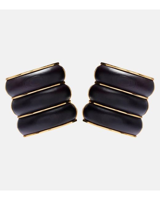 Alaïa Black Clip-Ohrringe Aus Holz