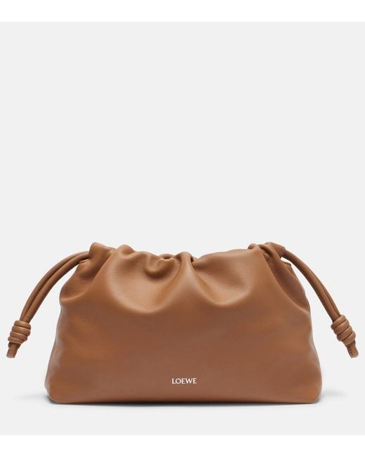 Loewe Brown Clutch Flamenco Medium Aus Leder