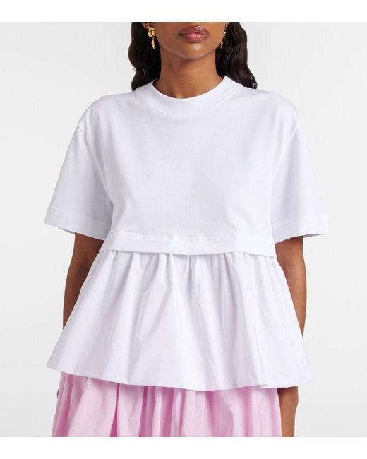 Patou White Cotton Jersey And Faille T-Shirt