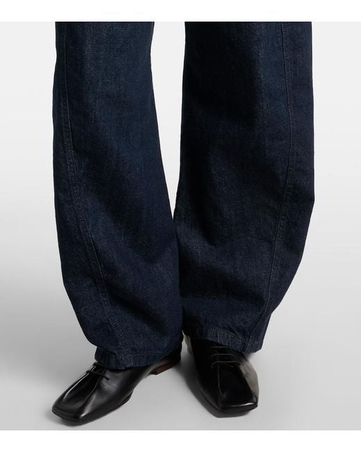 Lemaire Blue Twisted Belted Barrel-Leg Jeans