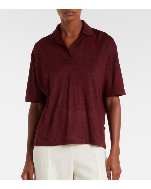 Loro Piana Red Gargano Linen Polo Shirt