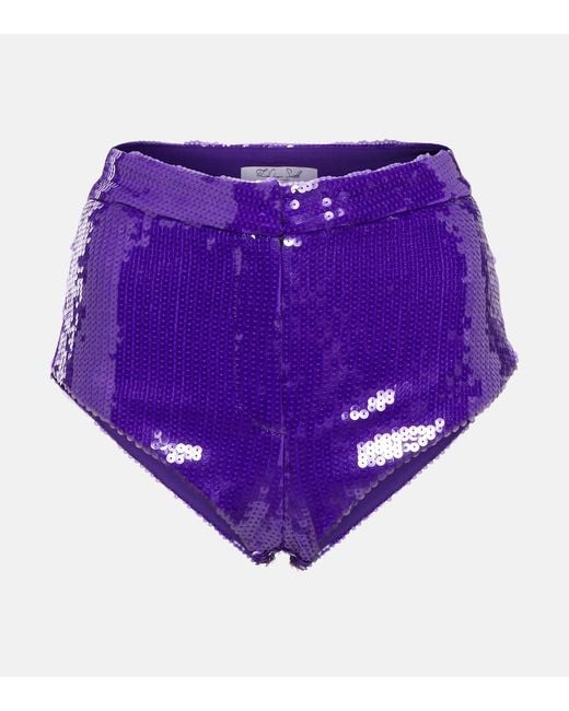 LAQUAN SMITH Purple Sequined Shorts