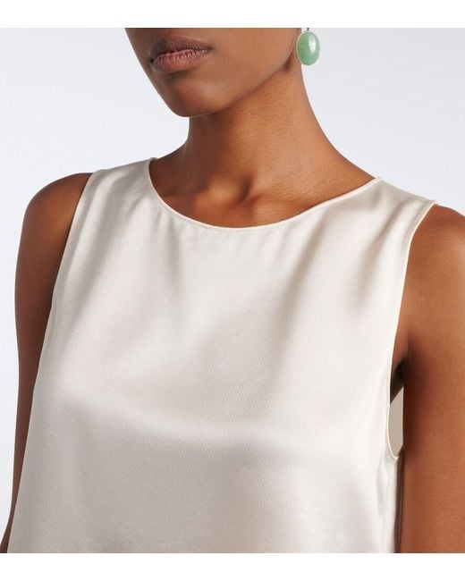 Leset White Barb Lace-Trimmed Satin Crop Top