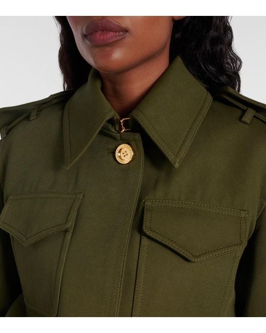 Givenchy Green Cropped Cotton And Wool Jacket