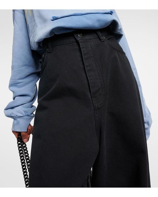Balenciaga Black Mid-Rise Wide-Leg Jeans