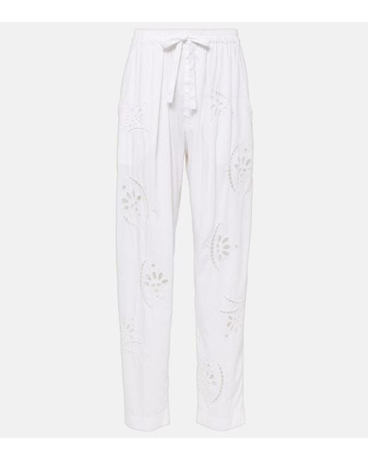 Isabel Marant White Hectorina Broderie Anglaise Wide-Leg Pants