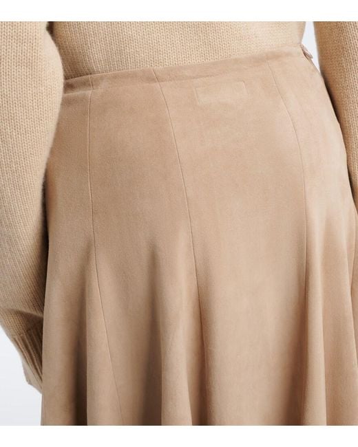 Stouls Natural Sabrina Suede Midi Skirt