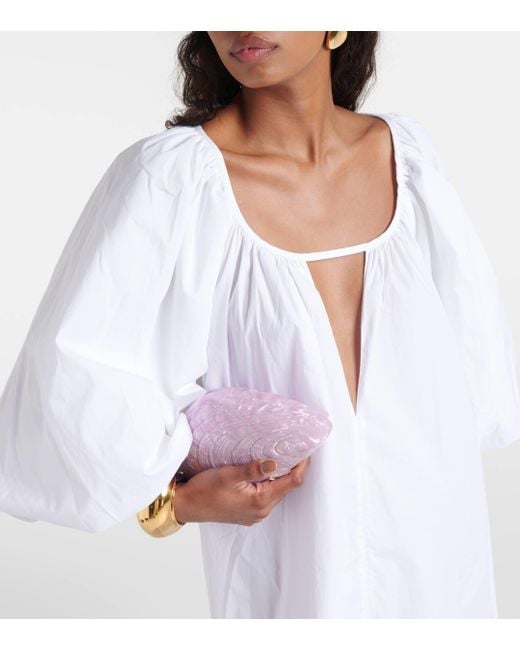 Adriana Degreas White Puff-sleeve Cotton Maxi Dress