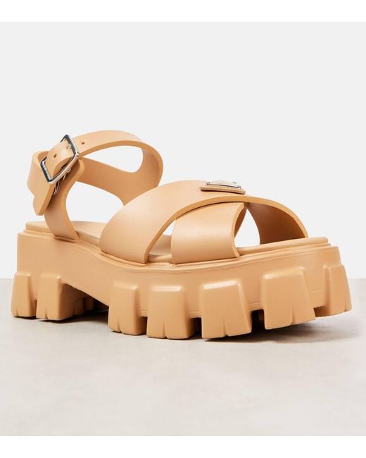 Prada Natural Monolith Platform Sandals
