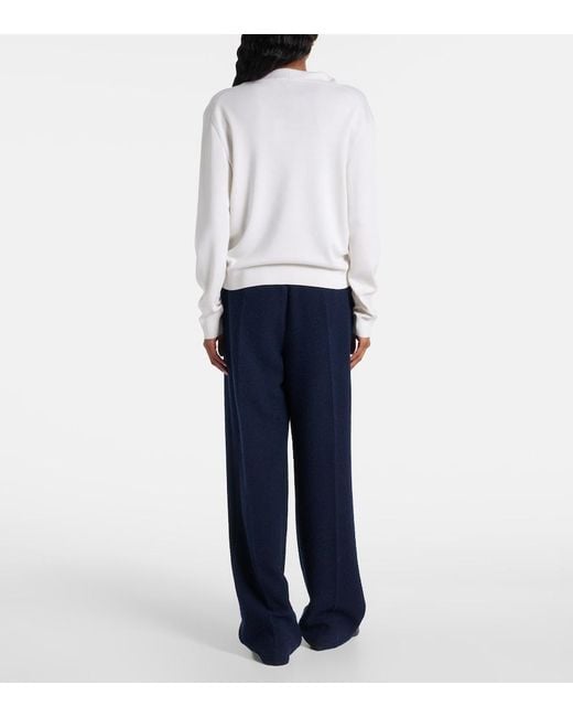 Loro Piana White Silk And Cotton Polo Sweater