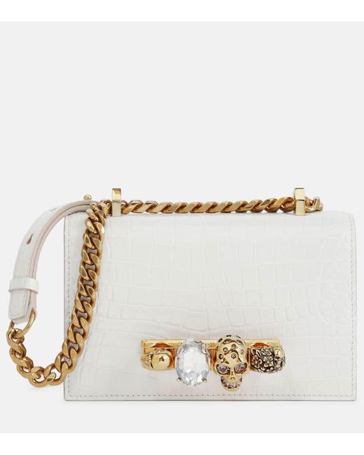 Bolso Cruzado Jewelled Satchel Mini De Piel Alexander McQueen de color White