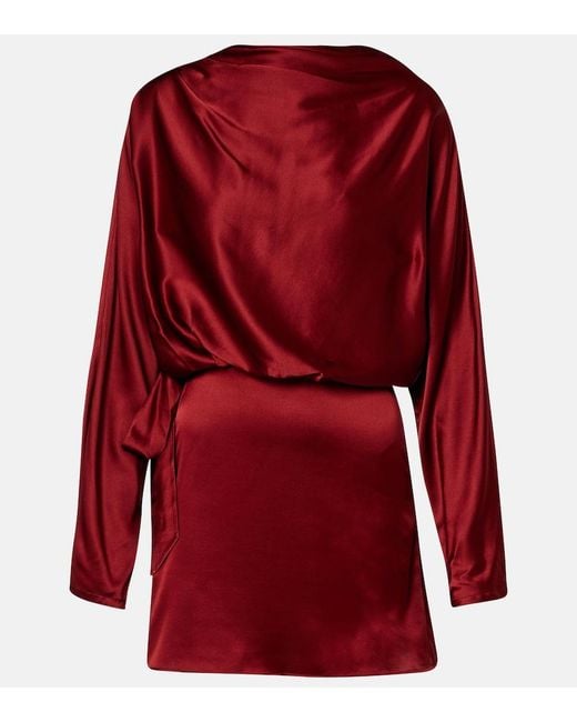 Staud Red Phoebe Silk-Blend Satin Minidress