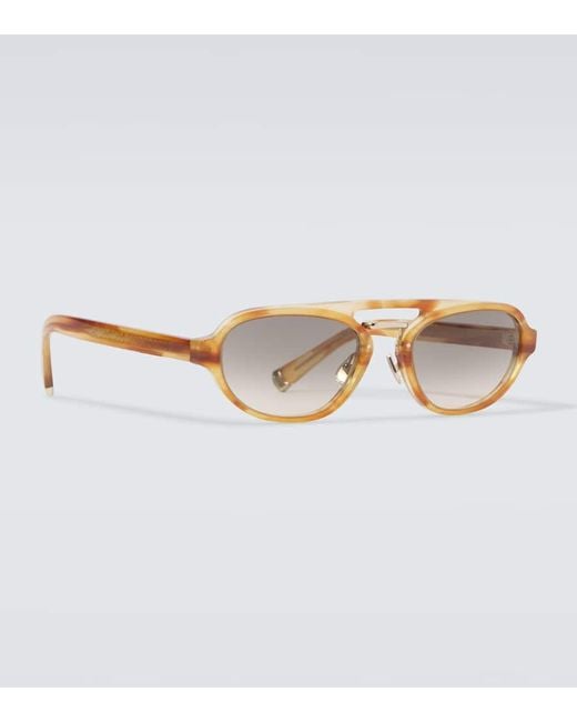 Brunello Cucinelli Brown Tortoiseshell-Effect Browline Sunglasses for men