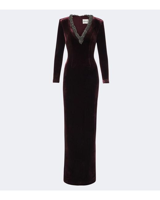 Roland Mouret Black Embellished Velvet Gown