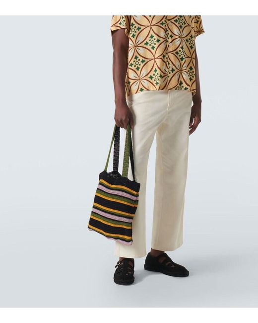 Bode Multicolor Harbor Stripe Crochet Cotton Tote Bag for men