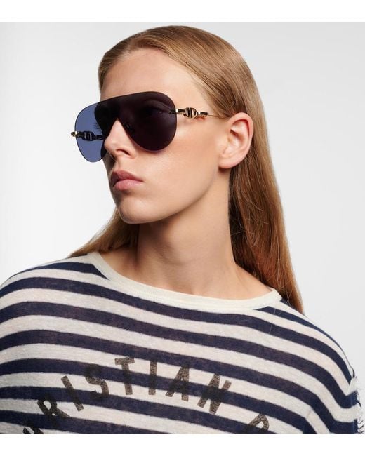 Dior Blue Cd Chain M2U Shield Sunglasses