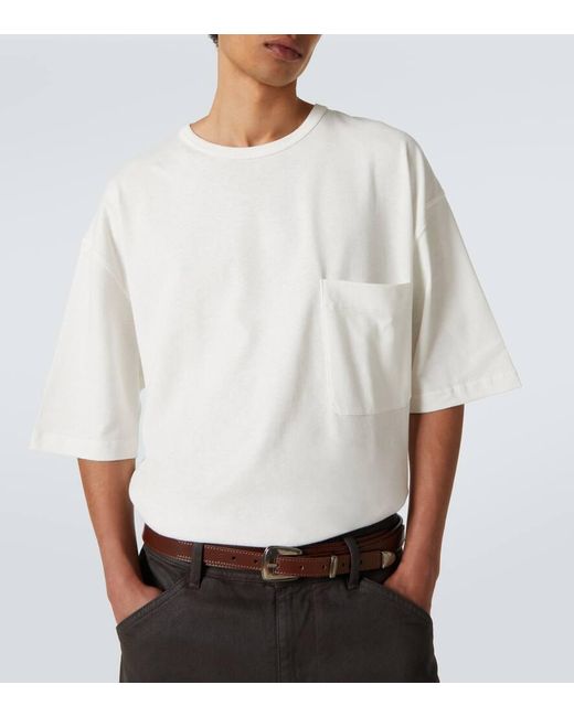 Camiseta Boxy De Algodon Y Lino Lemaire de hombre de color White