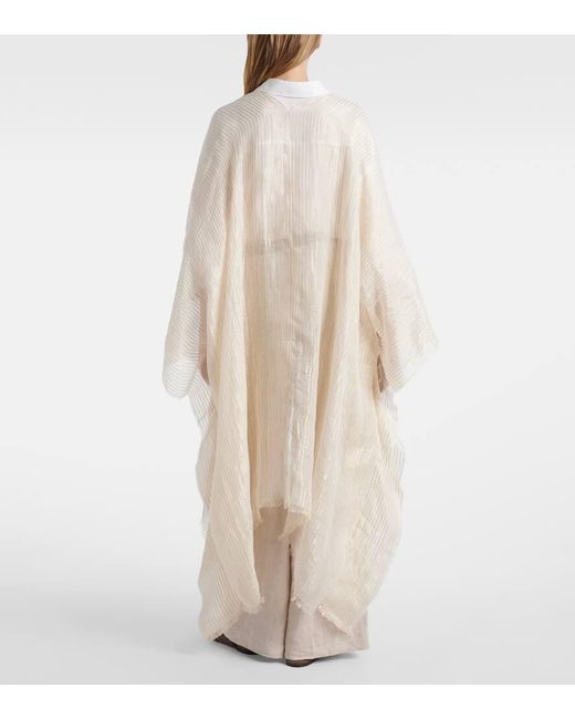 Brunello Cucinelli White Cape Aus Einem Leinengemisch