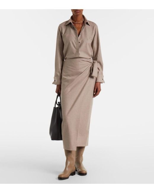 Max Mara Brown Tebaide Cashmere-Blend Shirt