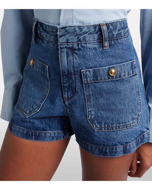 FRAME Blue Cruise High-Rise Denim Shorts