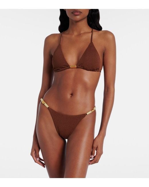 ViX Brown Harper Beaded Triangle Bikini Top