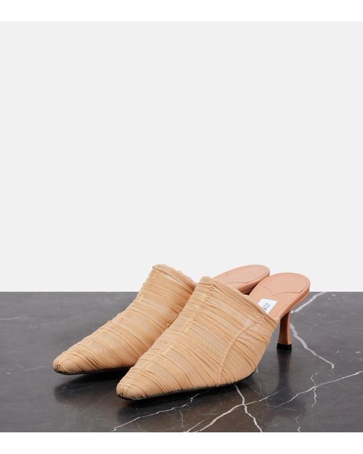 Jimmy Choo Natural Lotta 65 Ruched Tulle Mules