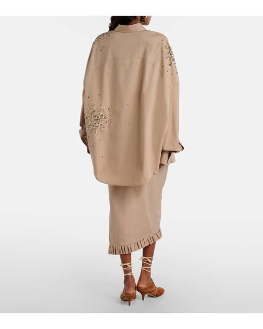 Falda Midi Drapeada Con Volantes Dries Van Noten de color Natural