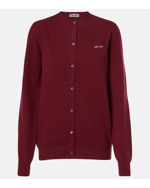 Miu Miu Green Logo Wool And Cashmere Cardigan