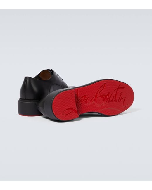 Christian Louboutin Black Urbino Leather Derby Shoes for men