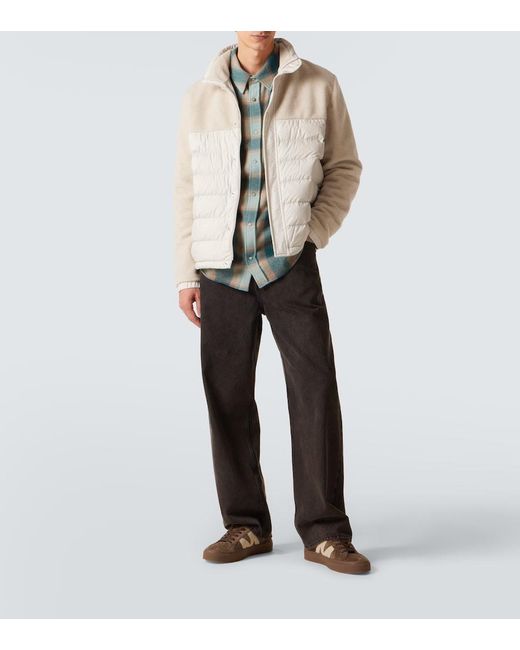Moncler White Mistral Fleece-Paneled Down Jacket for men