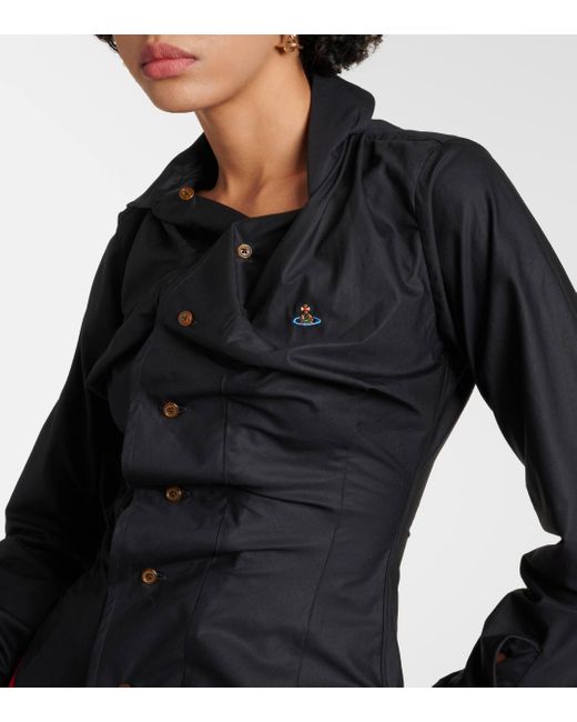 Vivienne Westwood Black Gathered Cotton Poplin Shirt
