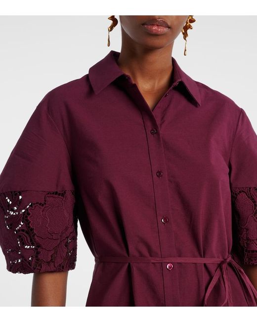 Erdem Purple Hemdblusenkleid Aus Einem Baumwollgemisch