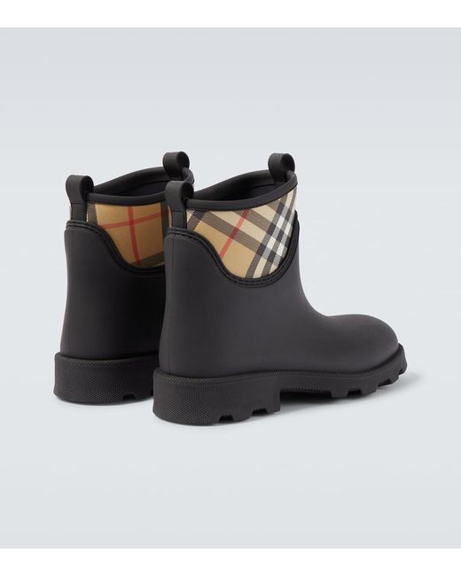 Botas De Lluvia Con Check Burberry de hombre de color Black