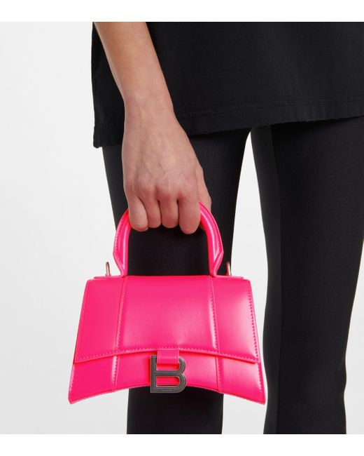 Balenciaga Hourglass Xs Leather Crossbody Bag in Pink - Lyst