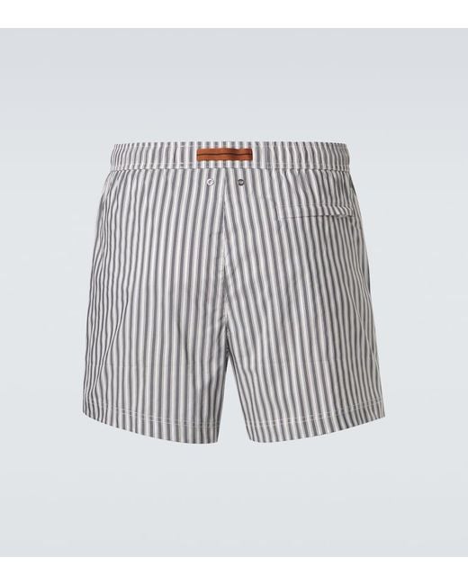 Zegna White Striped Swim Trunks for men