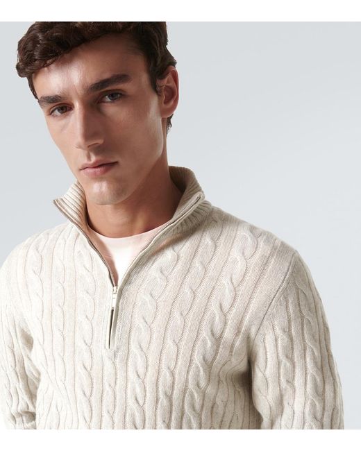 Loro Piana Natural Mezzocollo Treccia Cashmere Sweater for men