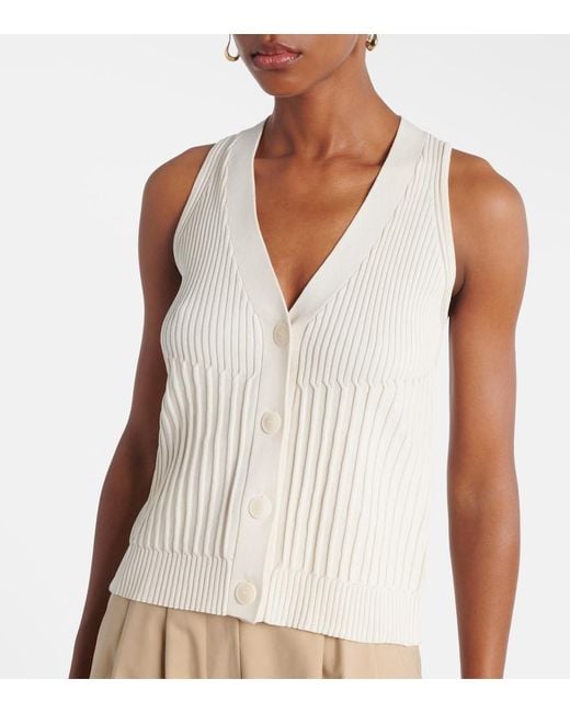 Max Mara White Bimba Ribbed-Knit Cotton-Blend Vest