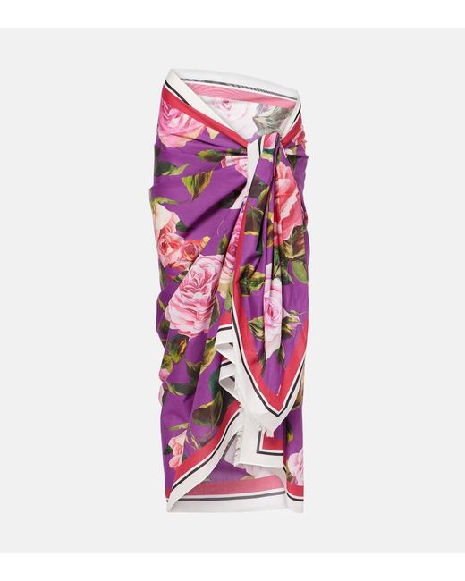 Dolce & Gabbana Pink Floral Cotton Beach Cover-Up