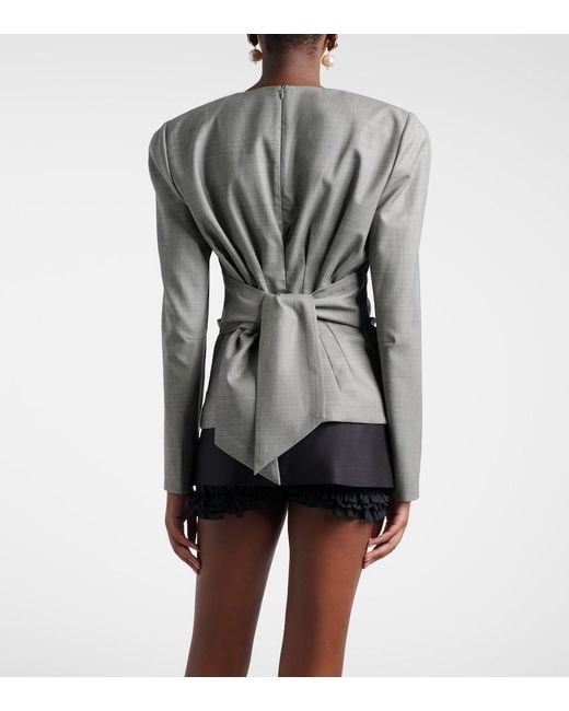 Magda Butrym Gray Draped Wool Blouse
