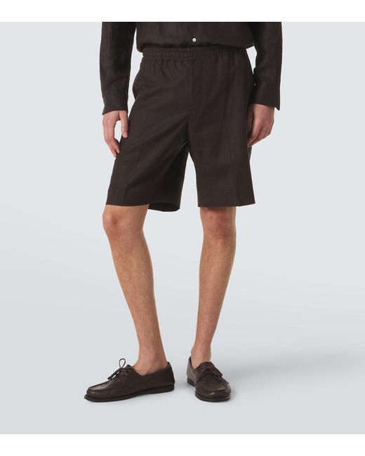Zegna Black Linen Shorts for men