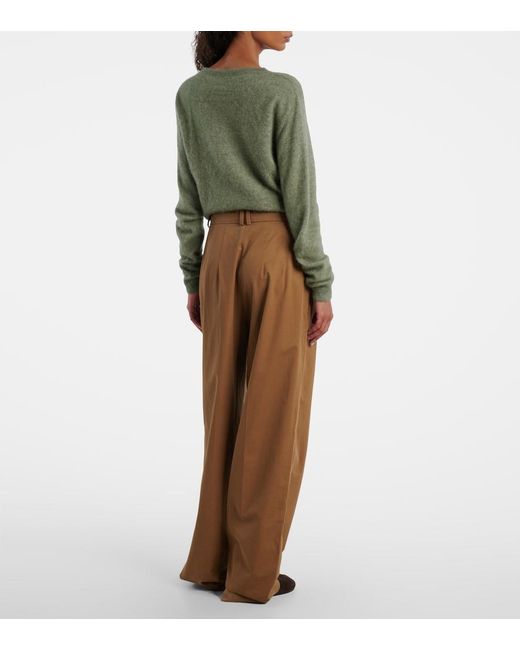 The Row Brown Igor Cotton And Cashmere Wide-Leg Pants