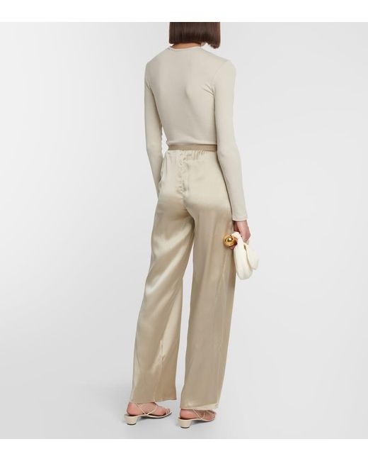 Christopher Esber Natural Silk Satin Straight Pants