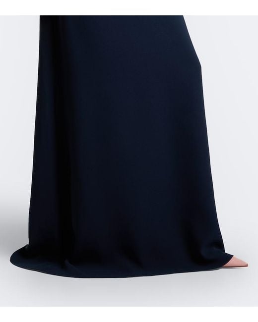 Oscar de la Renta Blue Embellished Silk-Blend Georgette Gown