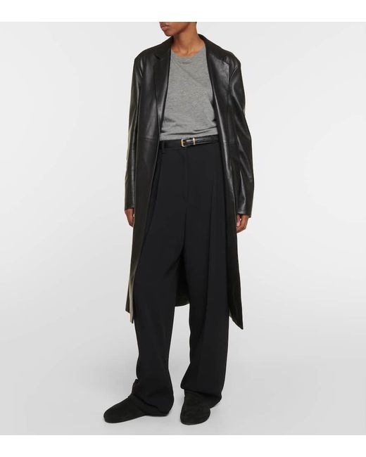 The Row Black Babil Leather Coat