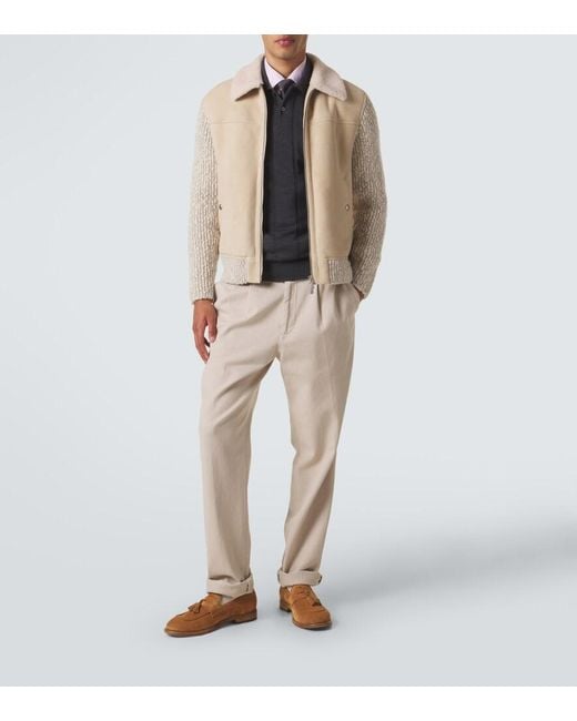 Eleventy Natural Shearling-Lined Suede Jacket for men