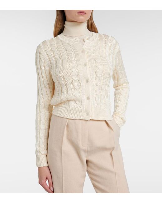 Cardigan De Seda Ralph Lauren de color Natural