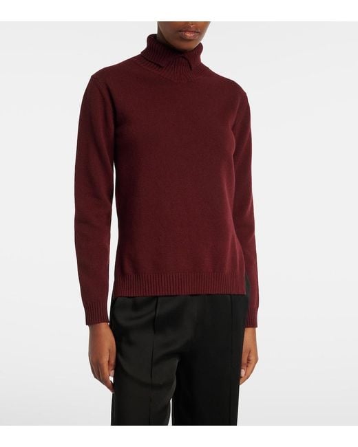 Jil Sander Red Wool Turtleneck Sweater
